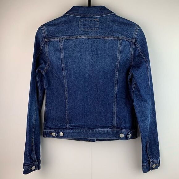 NWT Loft women’s Denim Jeans Trucker Jacket in Classic Mid Wash Size xsmall - Picture 2 of 10